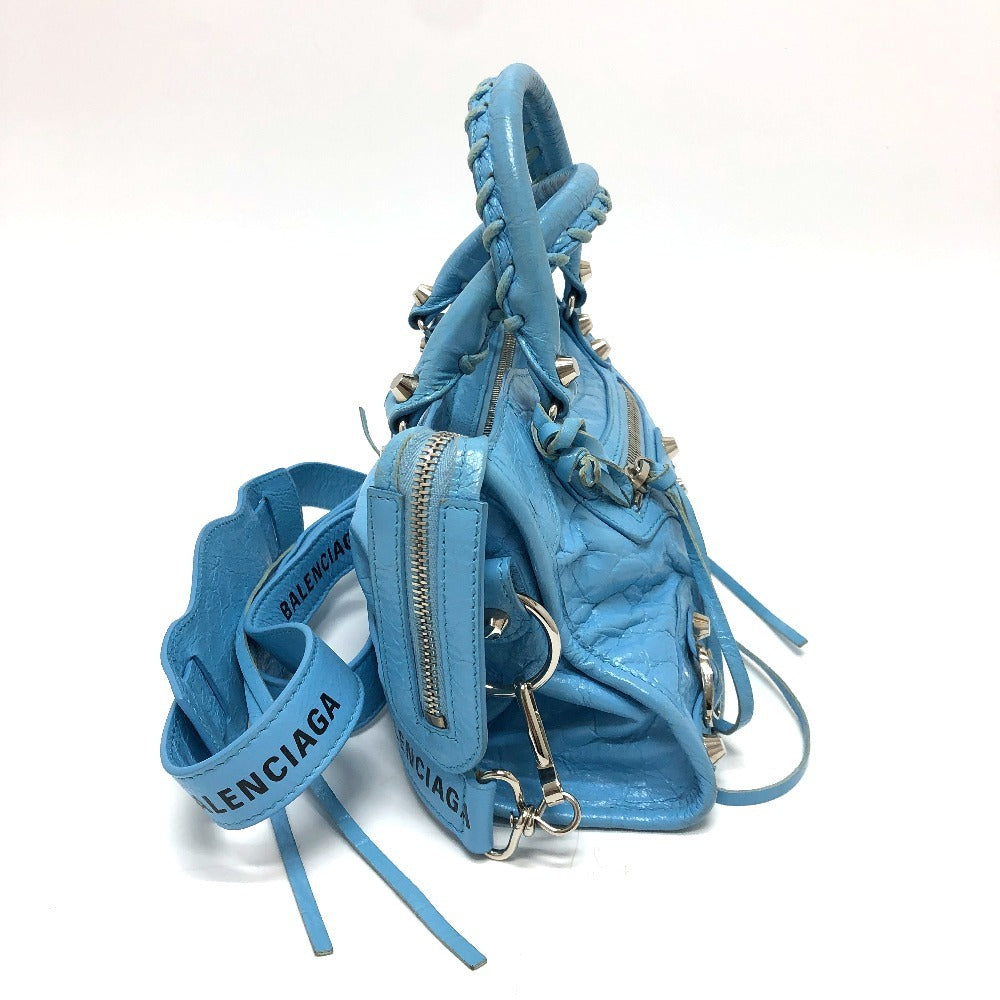 BALENCIAGA Handbag 300295 leather Light blue Classic Mini City Women