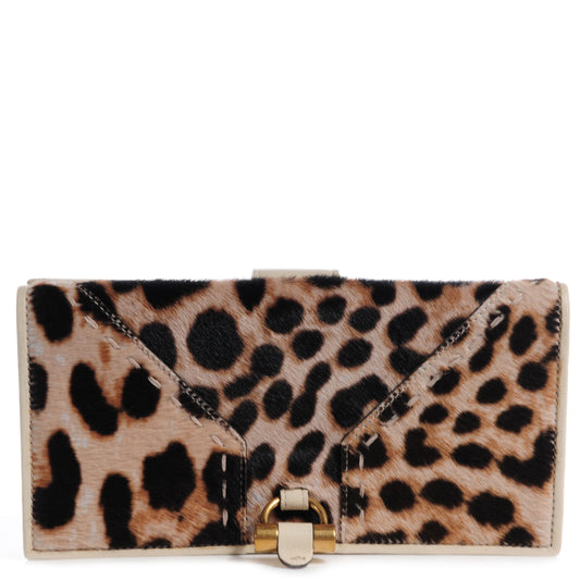 SAINT LAURENT MUSE PONY HAIR LEOPARD PORTEFEUILLE WALLET