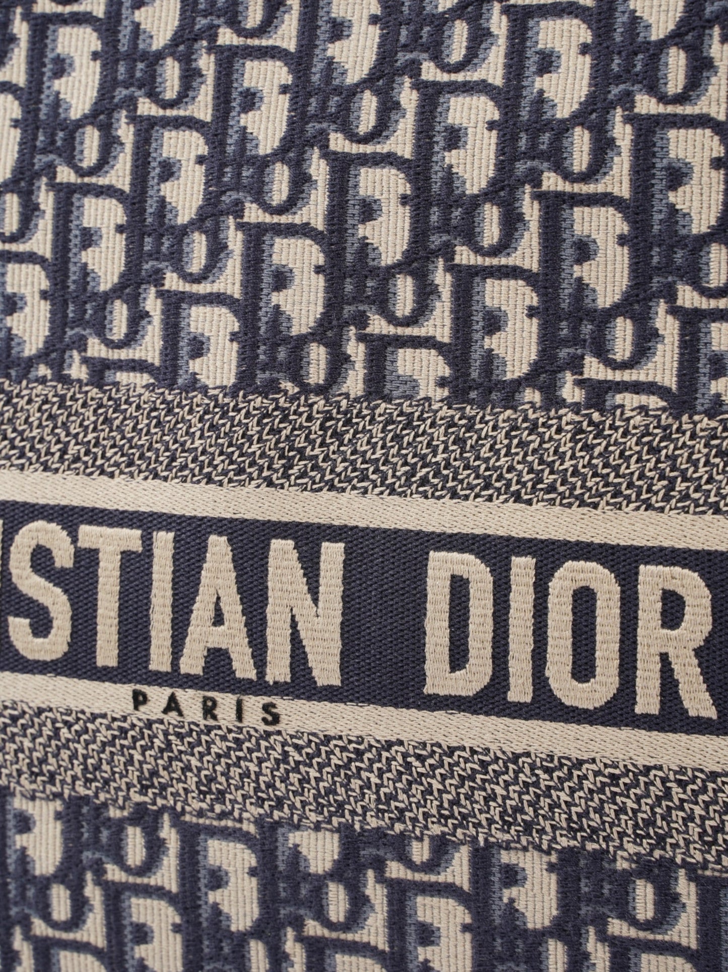 Christian Dior Book Tote Ecru / Blue Oblique Canvas Large