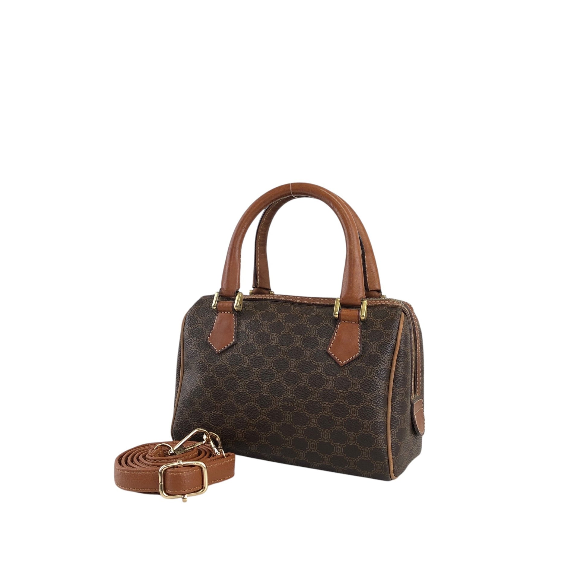 CELINE Macadam Two-way Handbag Shoulder bag Brown mncvkw