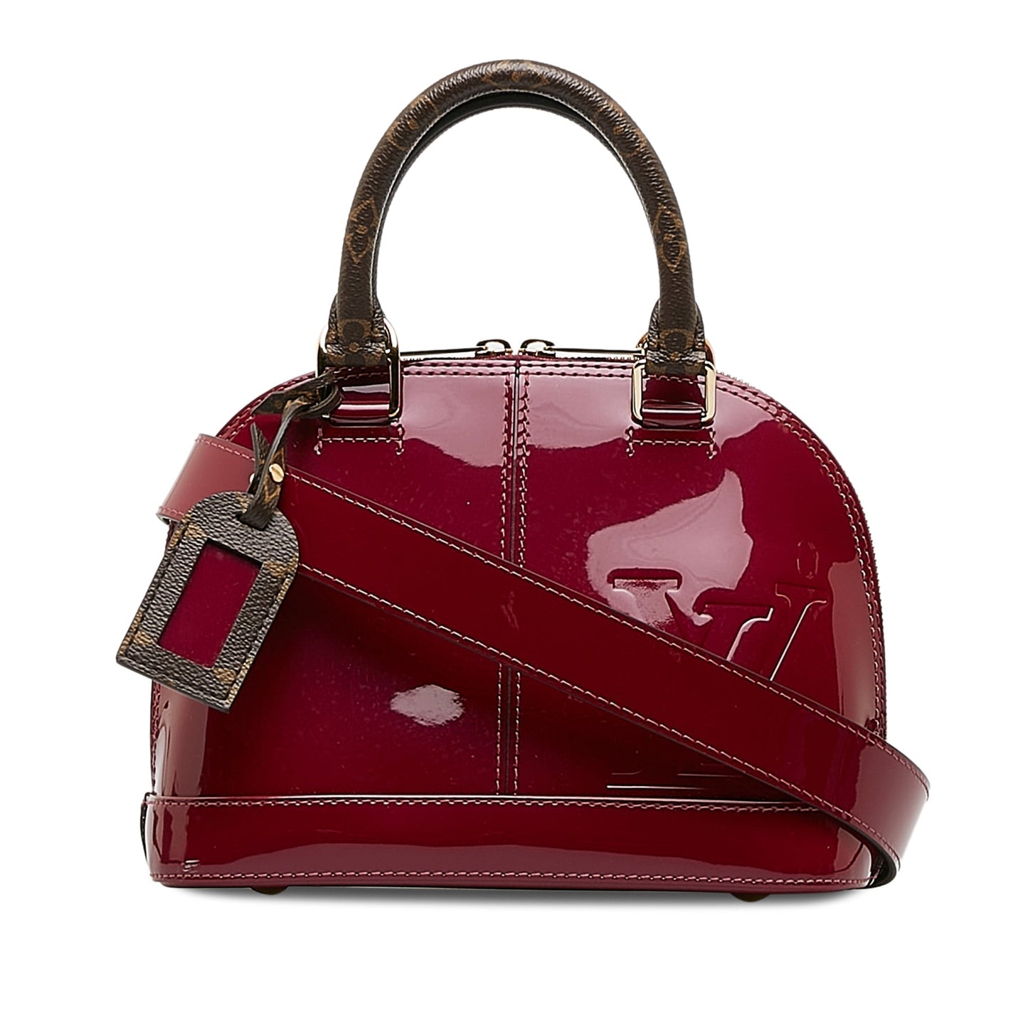 Red Louis Vuitton Vernis Miroir Alma BB Satchel