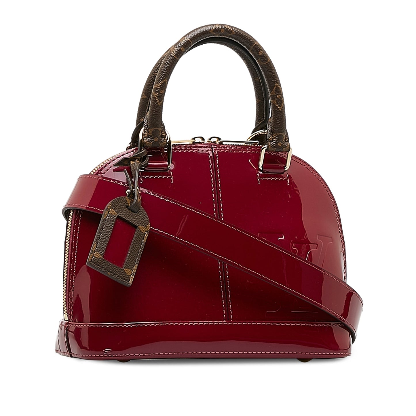 Red Louis Vuitton Vernis Miroir Alma BB Satchel