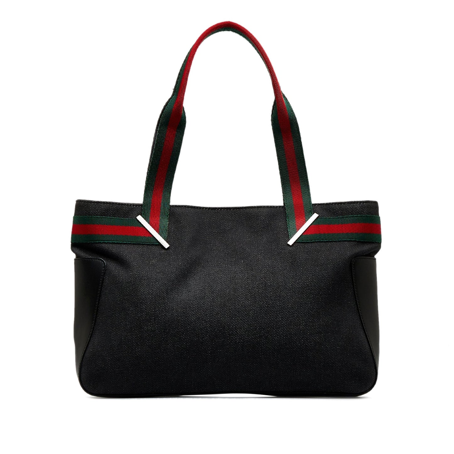 Gucci Web Black Leather Canvas Tote Style 1