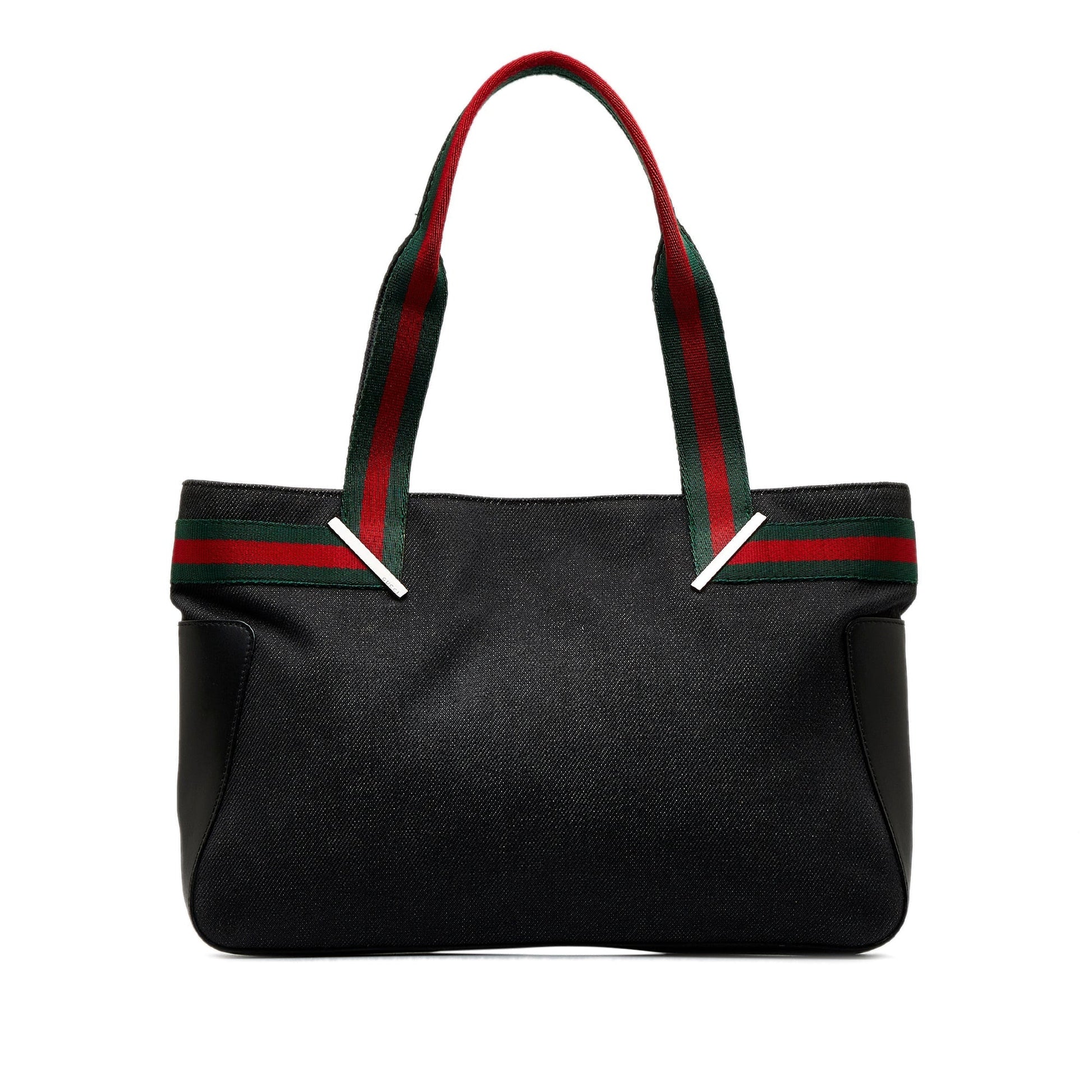 Gucci Web Black Leather Canvas Tote Style 1