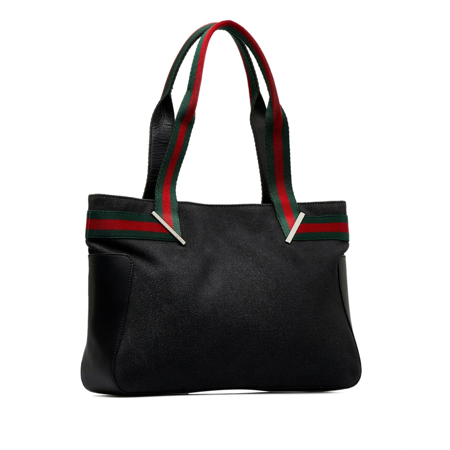 Gucci Web Black Leather Canvas Tote Style 1