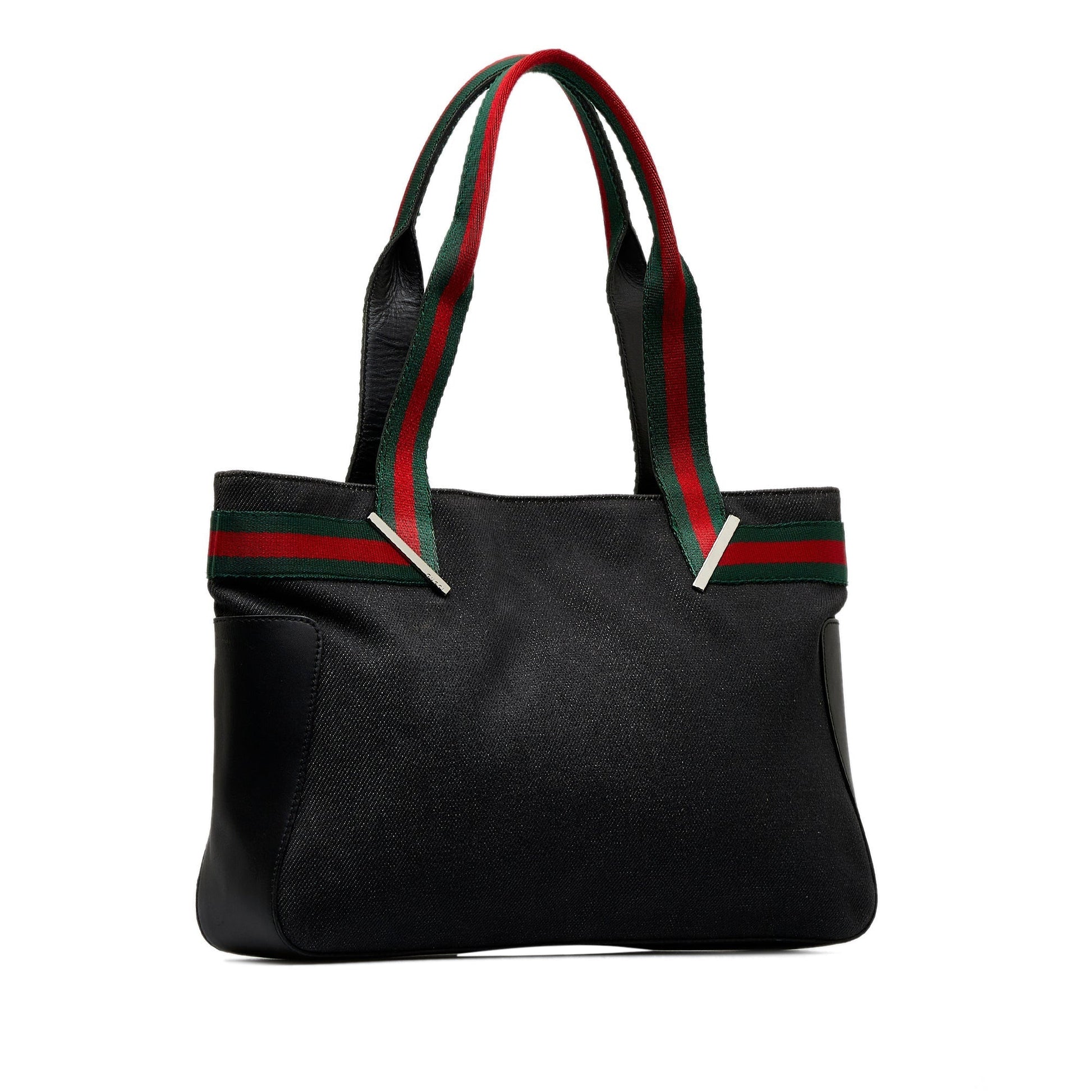 Gucci Web Black Leather Canvas Tote Style 1