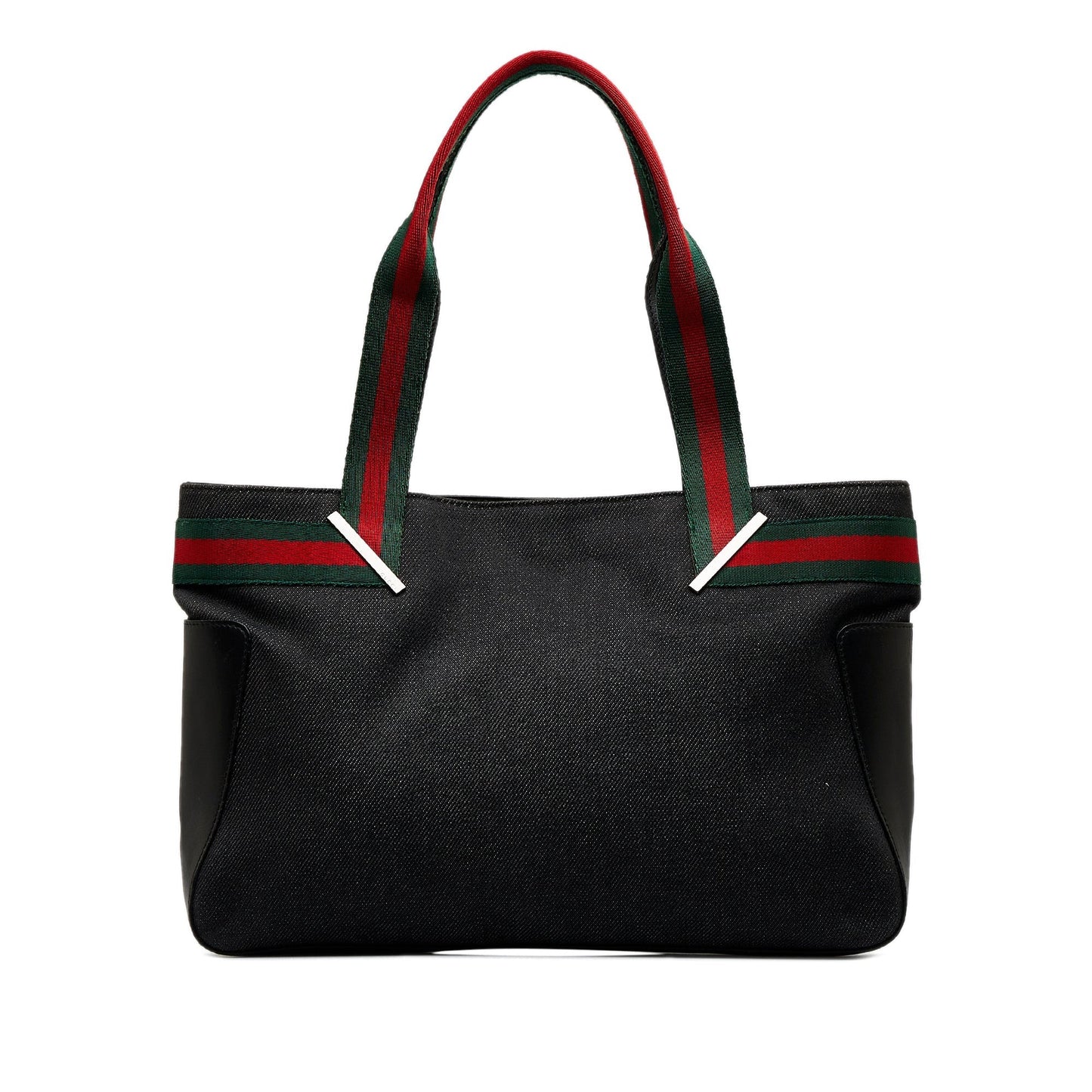Gucci Web Black Leather Canvas Tote Style 1