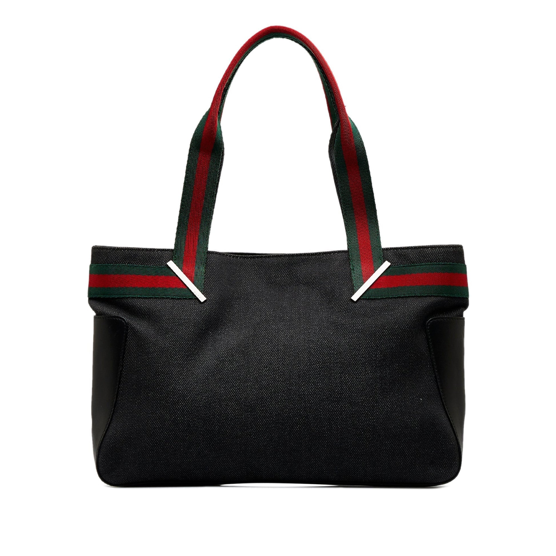 Gucci Web Black Leather Canvas Tote Style 1