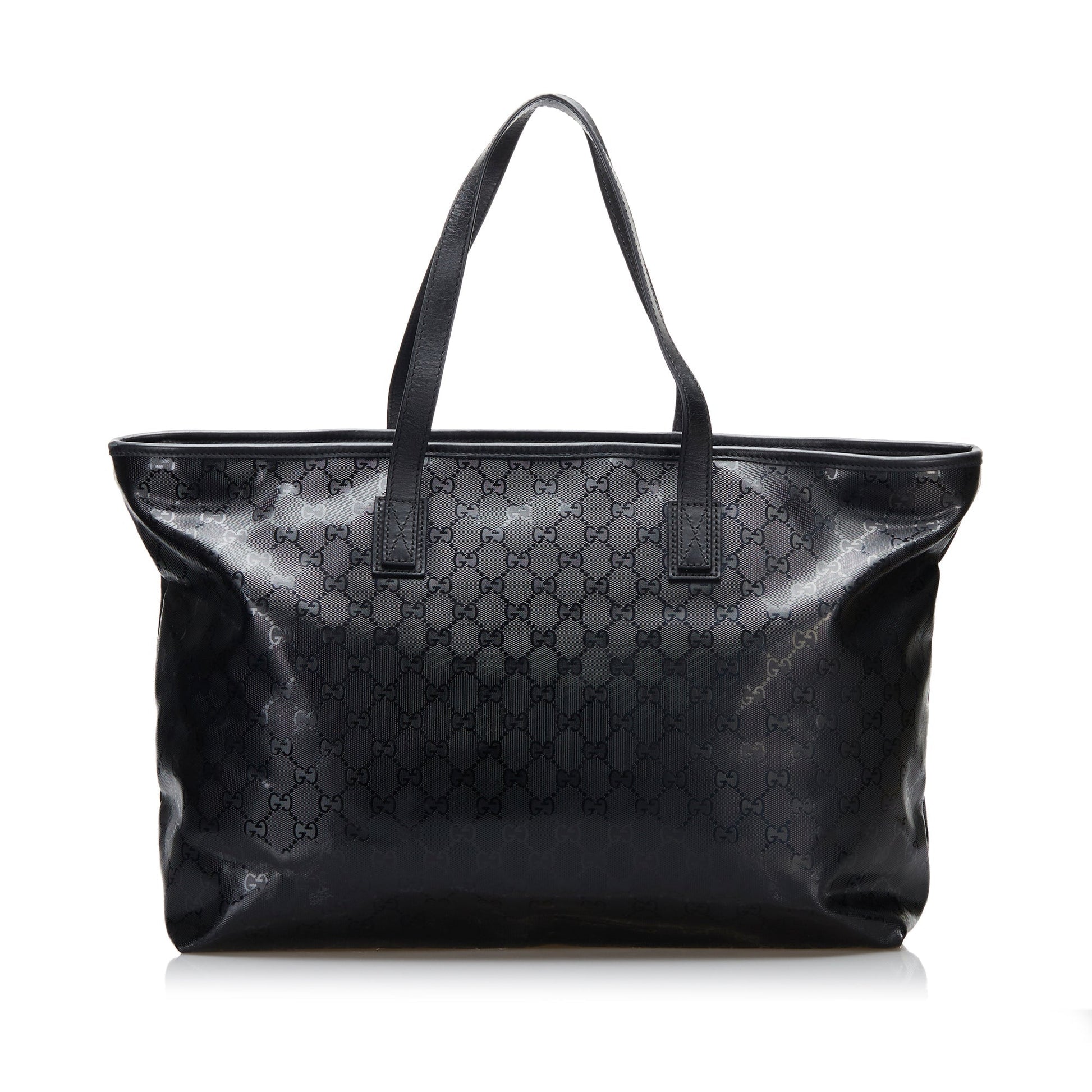 Gucci Black Leather Canvas Tote Style 11