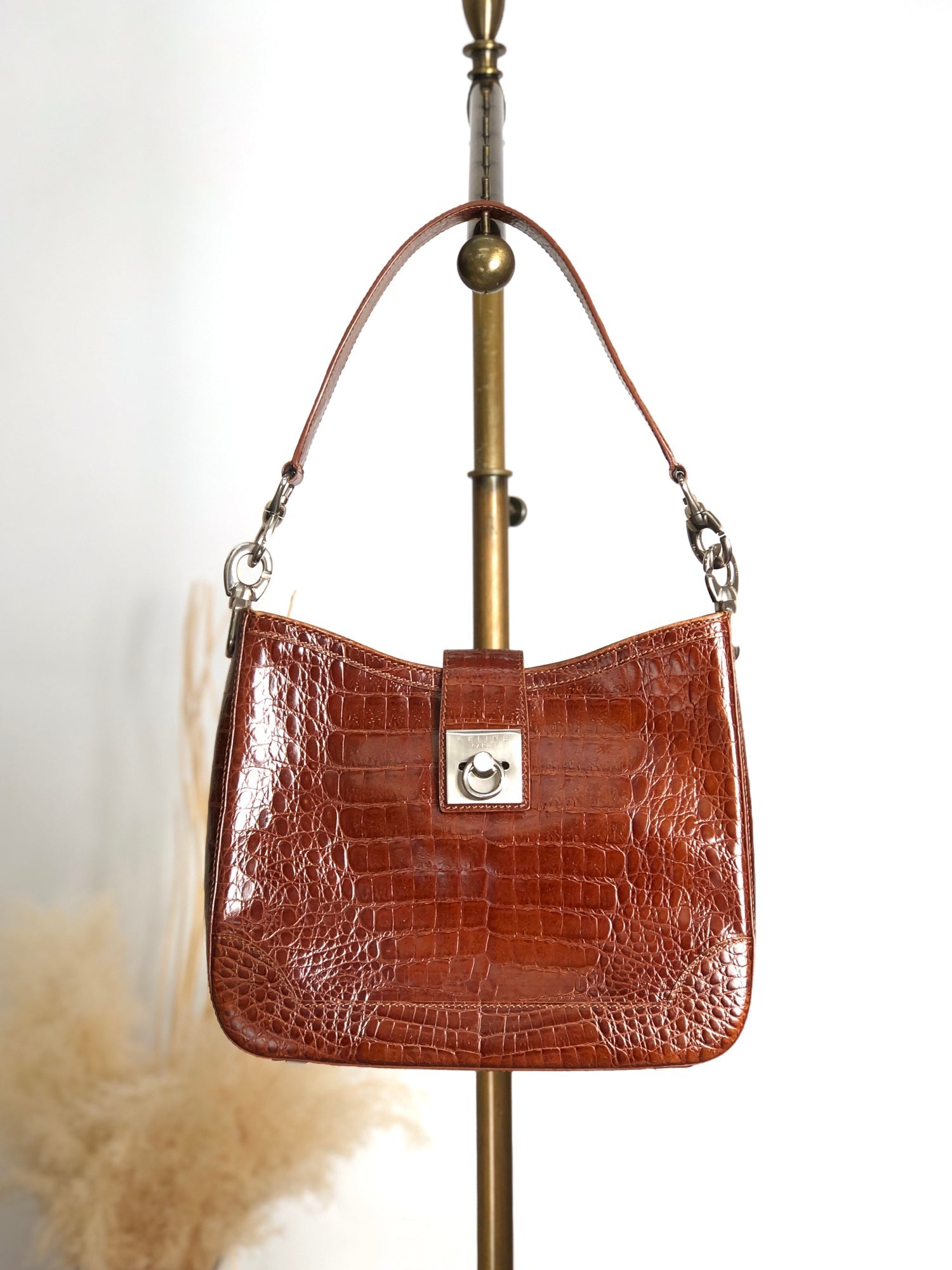 CELINE Gancini Shoulder bag Brown uh6ta4