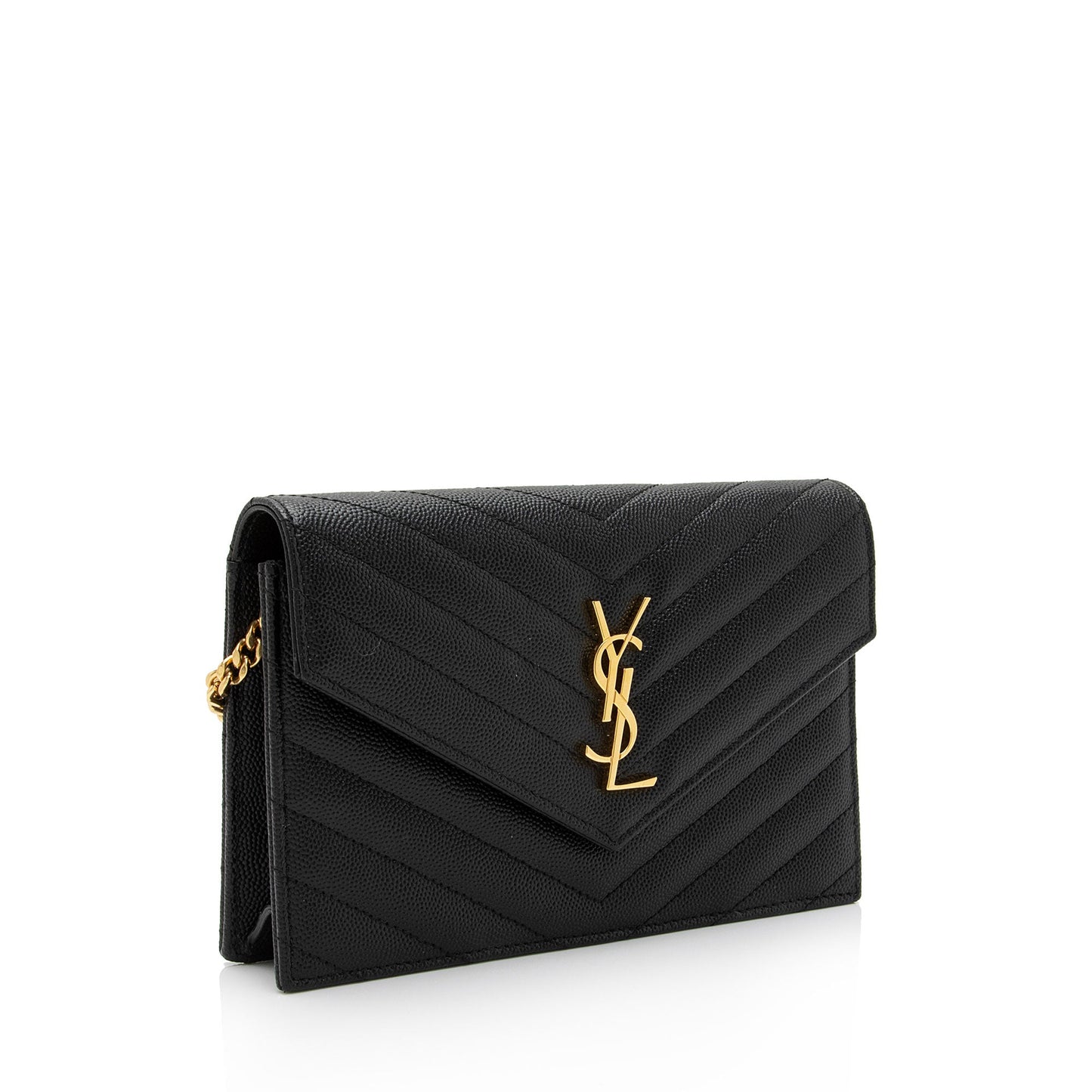 Luxury Saint Laurent Trending 2026 Matelasse Grain de Poudre Monogram Envelope Chain Wallet (SHF-qb9r0n)