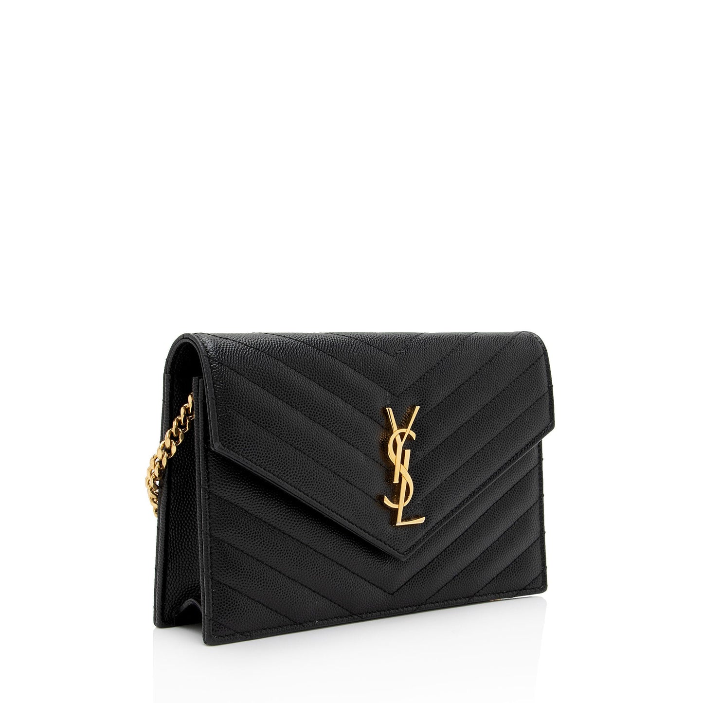 Luxury Saint Laurent Trending 2026 Matelasse Grain de Poudre Monogram Envelope Chain Wallet (SHF-bXElvR)