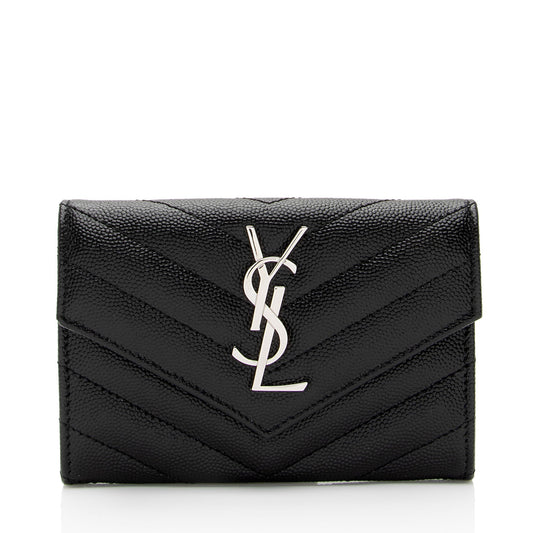 Luxury Saint Laurent Trending 2026 Matelasse Grain de Poudre Monogram Envelope Small Wallet (SHF-IW3B5H)