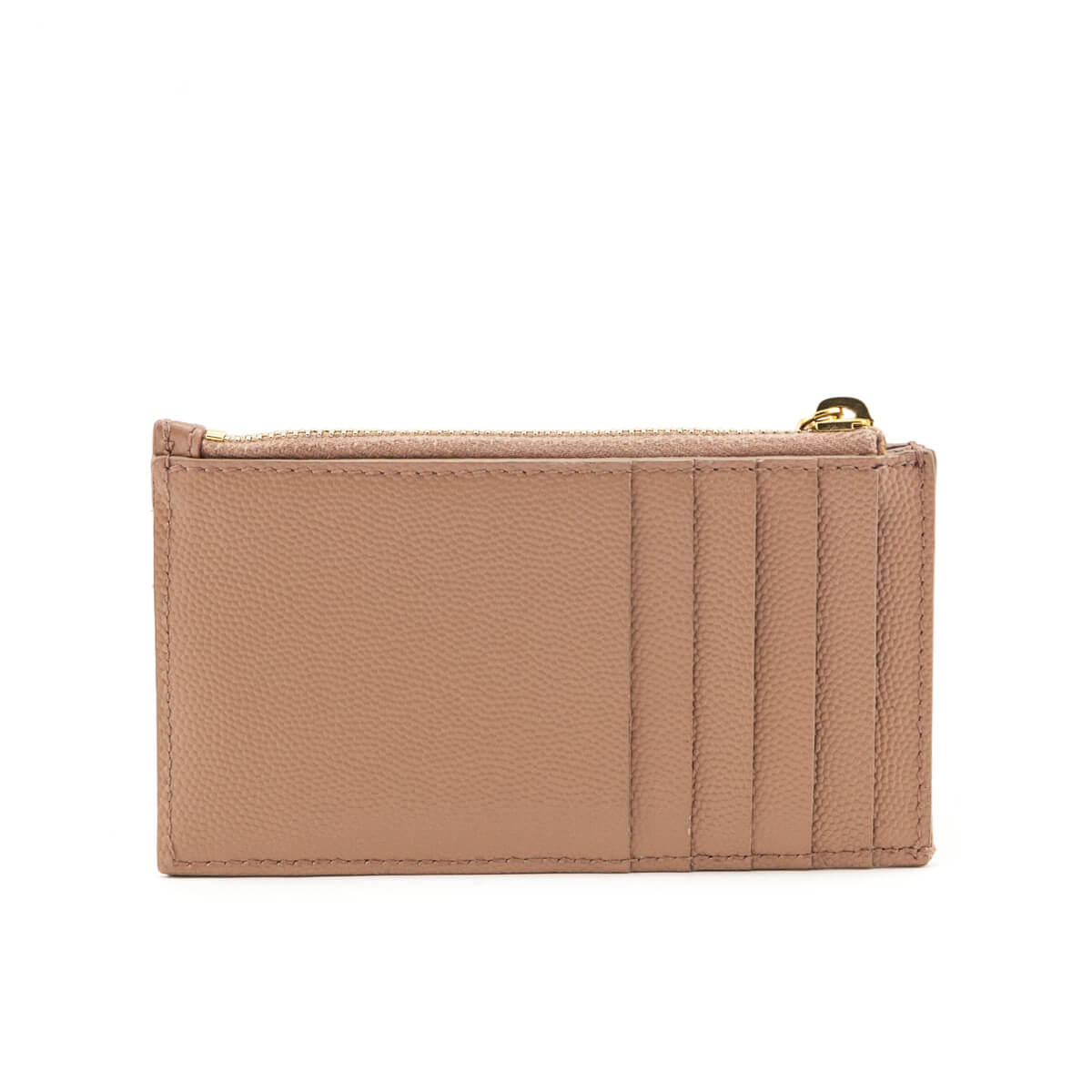 Luxury Saint Laurent Trending 2026 Beige Grain De Poudre Matelasse Chevron Monogram Fragments Zippered Card Case