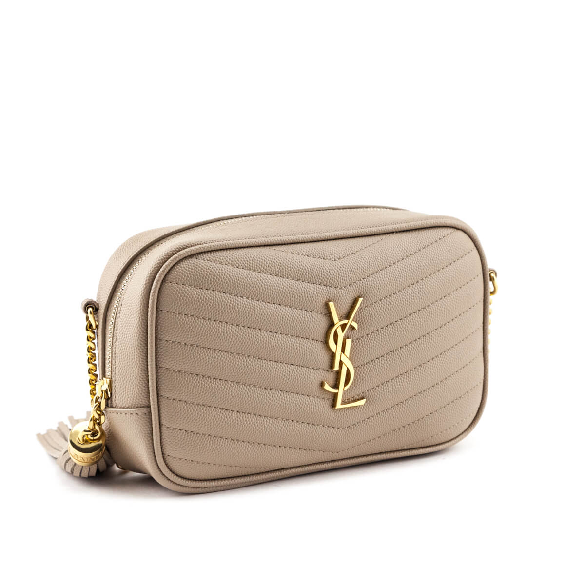Luxury Saint Laurent Trending 2026 Beige Grain De Poudre Matelasse Monogram Mini Lou Camera Bag