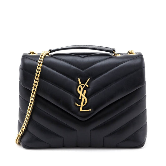 Luxury Saint Laurent Trending 2026 Black Calfskin Y Quilted Monogram Small Loulou Chain Satchel
