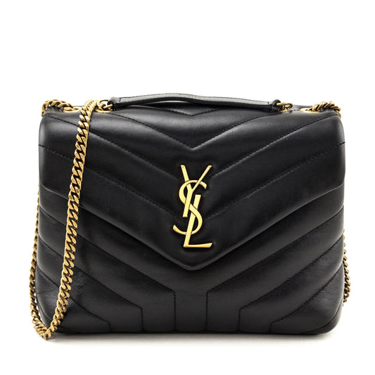 Luxury Saint Laurent Trending 2026 Black Calfskin Y Quilted Monogram Small Loulou Chain Satchel