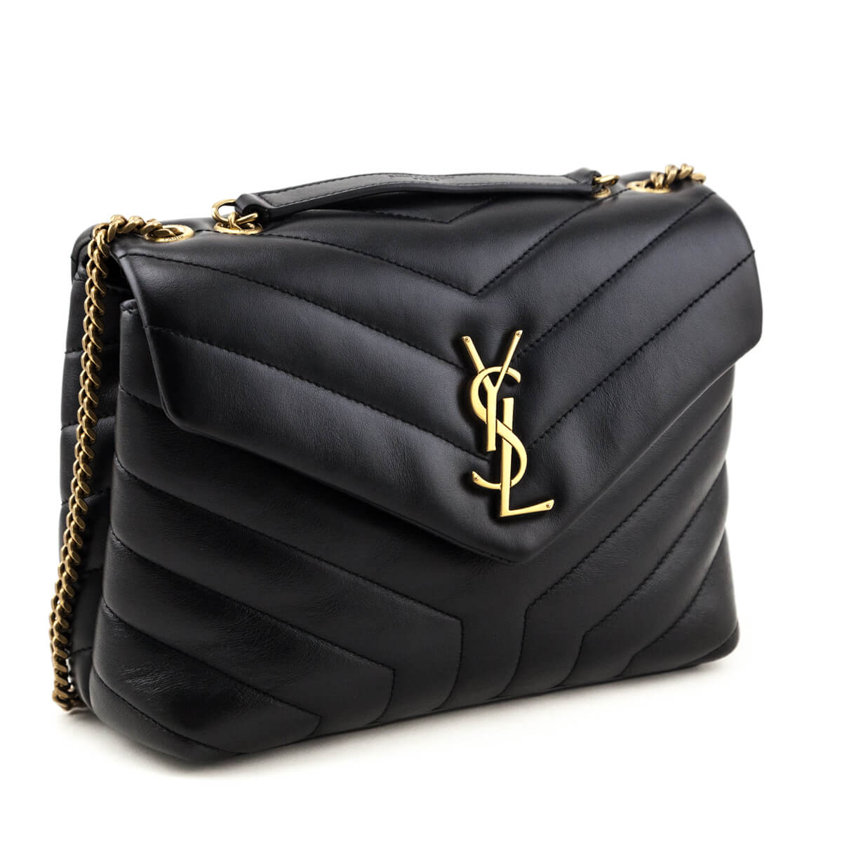 Luxury Saint Laurent Trending 2026 Black Calfskin Y Quilted Monogram Small Loulou Chain Satchel