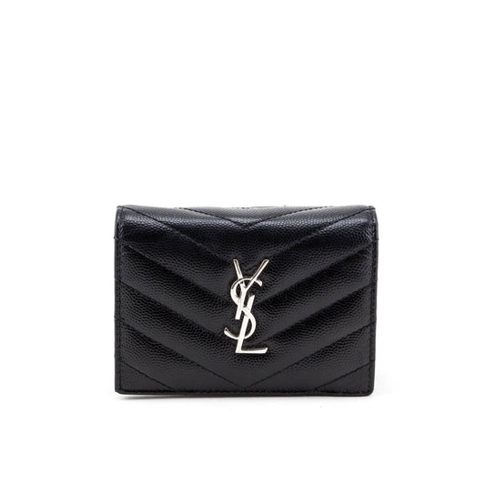 Luxury Saint Laurent Trending 2026 Black Grain De Poudre Monogram Card Case