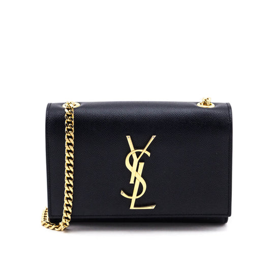 Luxury Saint Laurent Trending 2026 Black Grain de Poudre Small Monogram Kate Chain Bag