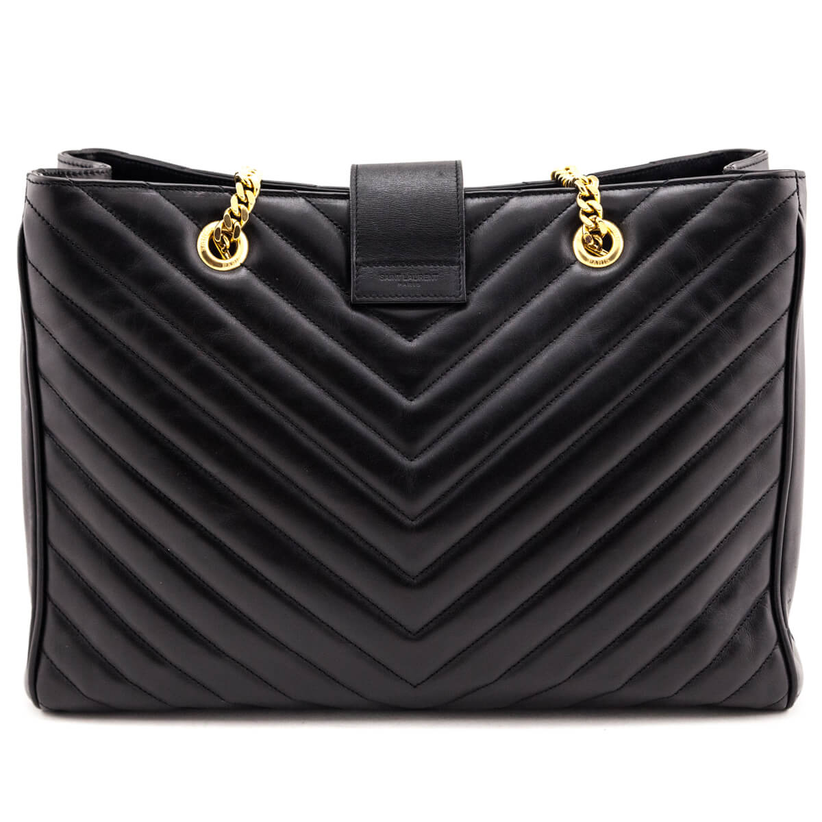 Luxury Saint Laurent Trending 2025 Black Matelasse Chevron Large Shopping Bag