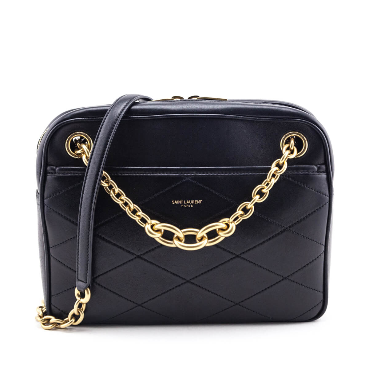 Luxury Saint Laurent Trending 2025 Black Quilted Lambskin Le Maillon Small Chain Bag
