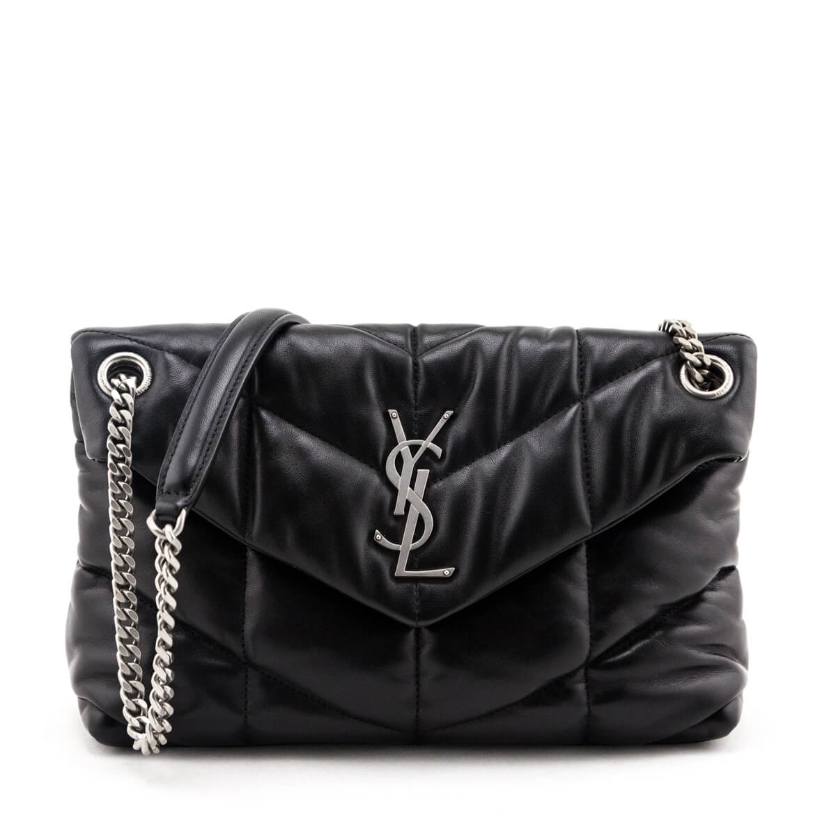 Luxury Saint Laurent Trending 2025 Black Quilted Lambskin Small Puffer Bag