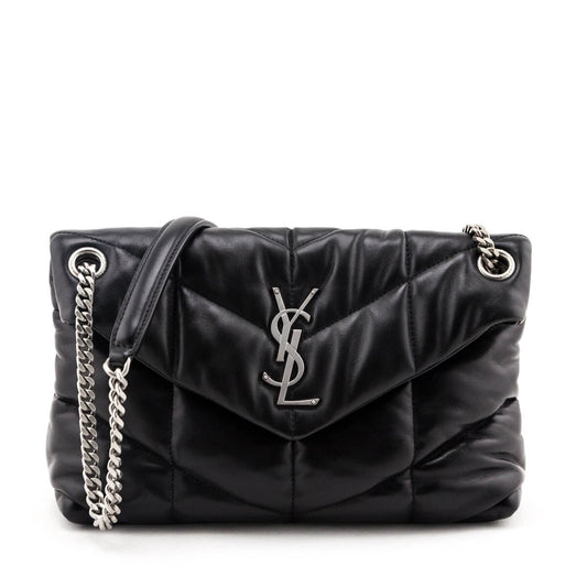 Luxury Saint Laurent Trending 2025 Black Quilted Lambskin Small Puffer Bag