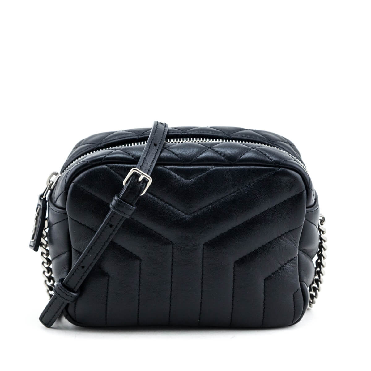Luxury Saint Laurent Trending 2025 Black Y Quilted Leather Mini LouLou Bowling Bag