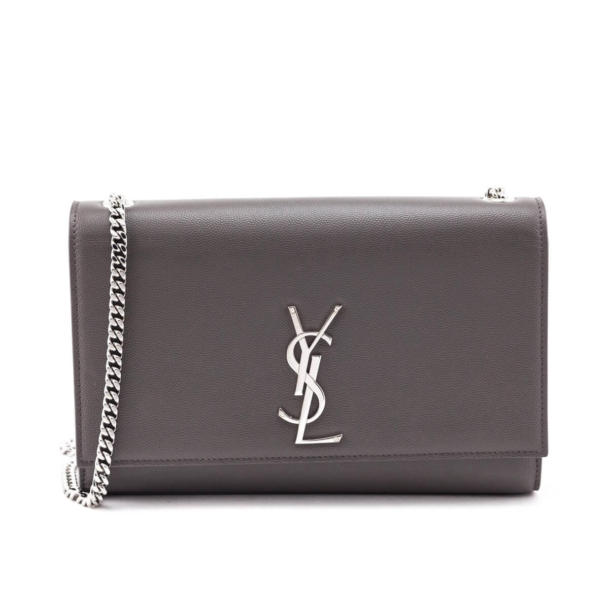 Luxury Saint Laurent Trending 2025 Earth Grey Grain De Poudre Medium Chain Kate Bag