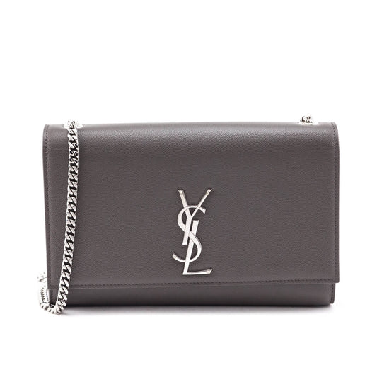 Luxury Saint Laurent Trending 2025 Earth Grey Grain De Poudre Medium Chain Kate Bag