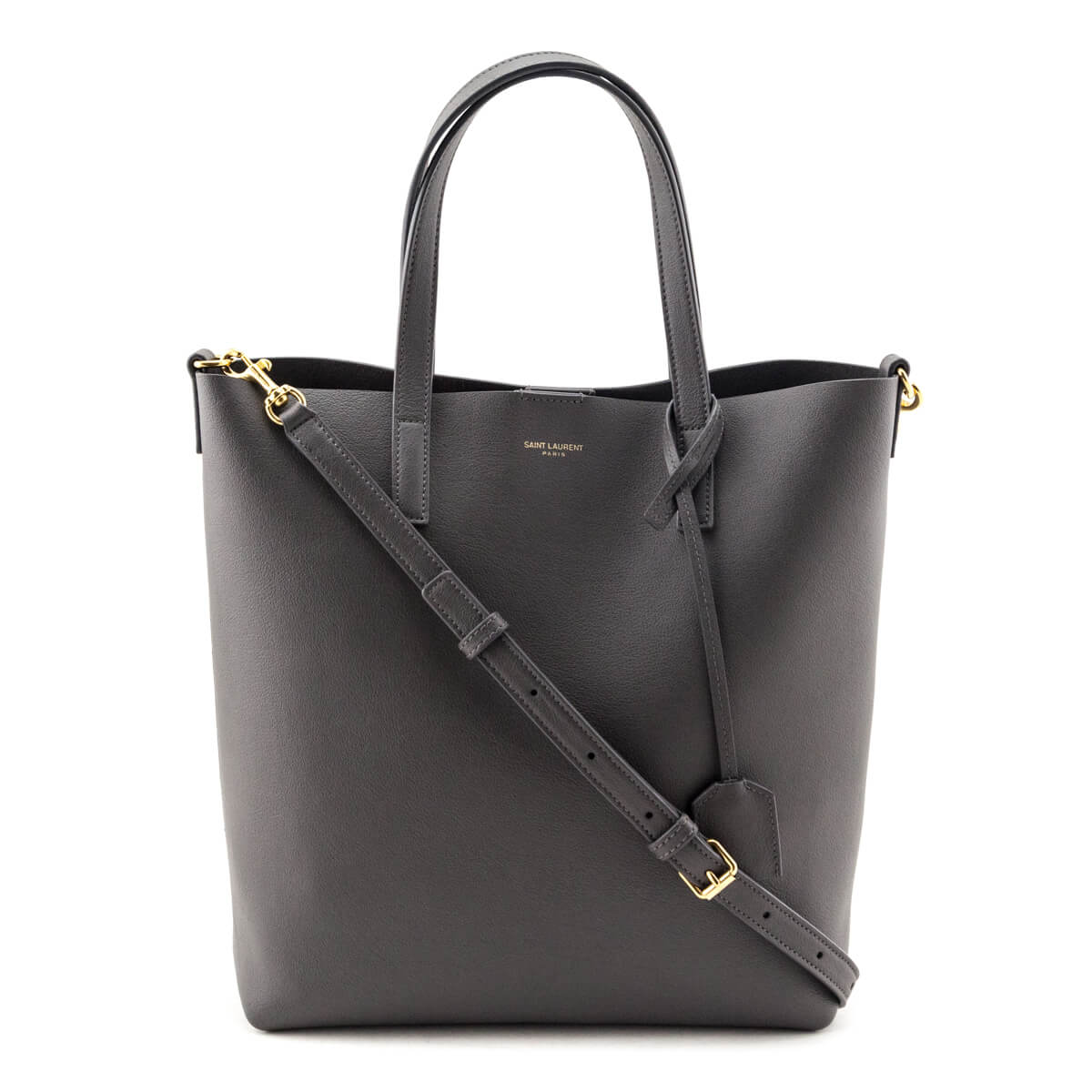 Luxury Saint Laurent Trending 2025 Gray Calfskin Toy Shopping Tote