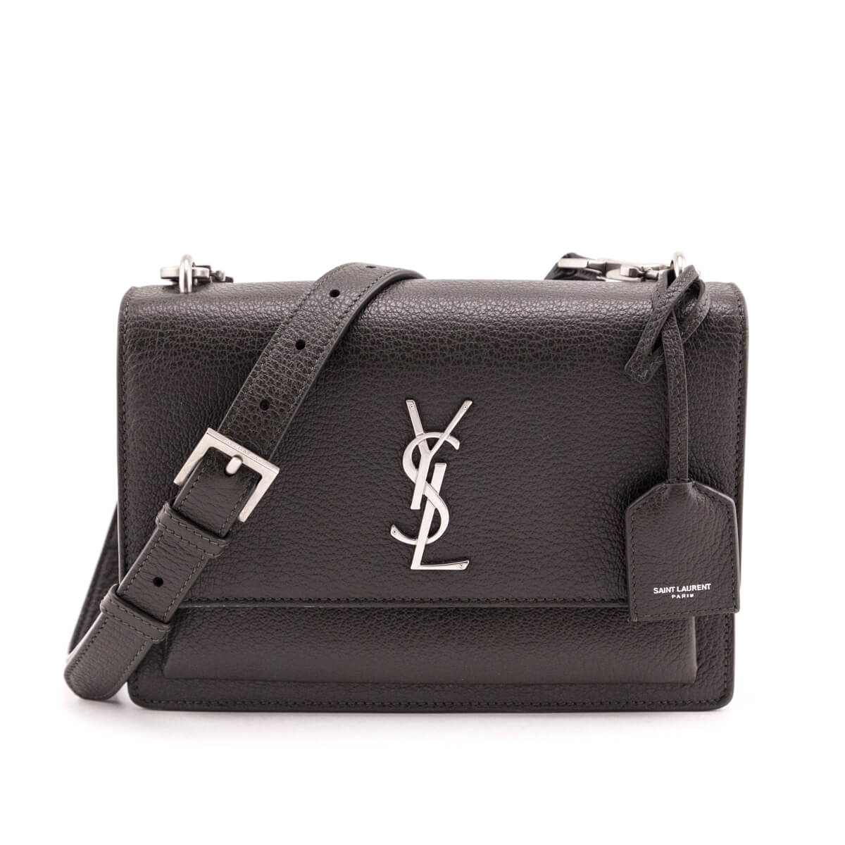 Luxury Saint Laurent Trending 2025 Kaki Grained Calfskin Medium Monogram Sunset Satchel