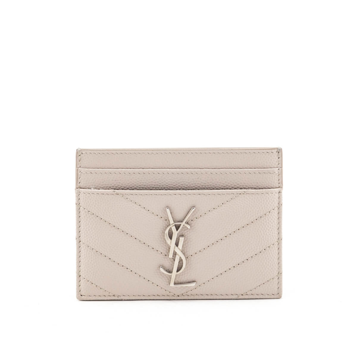 Luxury Saint Laurent Trending 2026 Light Taupe Grain De Poudre Matelasse Chevron Cassandre Card Case