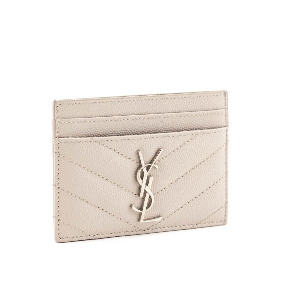 Luxury Saint Laurent Trending 2026 Light Taupe Grain De Poudre Matelasse Chevron Cassandre Card Case