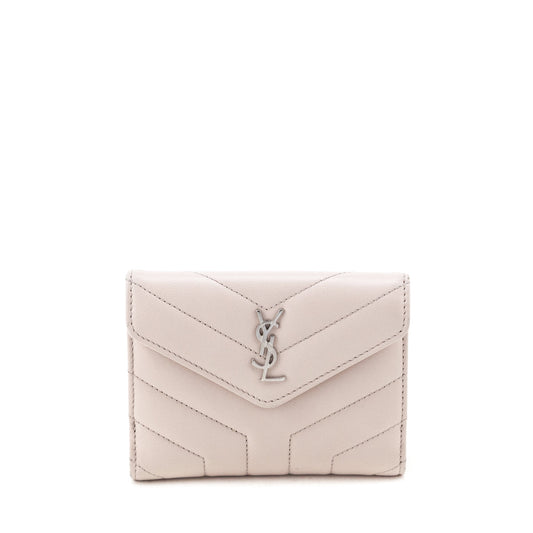 Luxury Saint Laurent Trending 2026 Marble Pink Matelasse "Y" Lambskin Loulou Compact Wallet