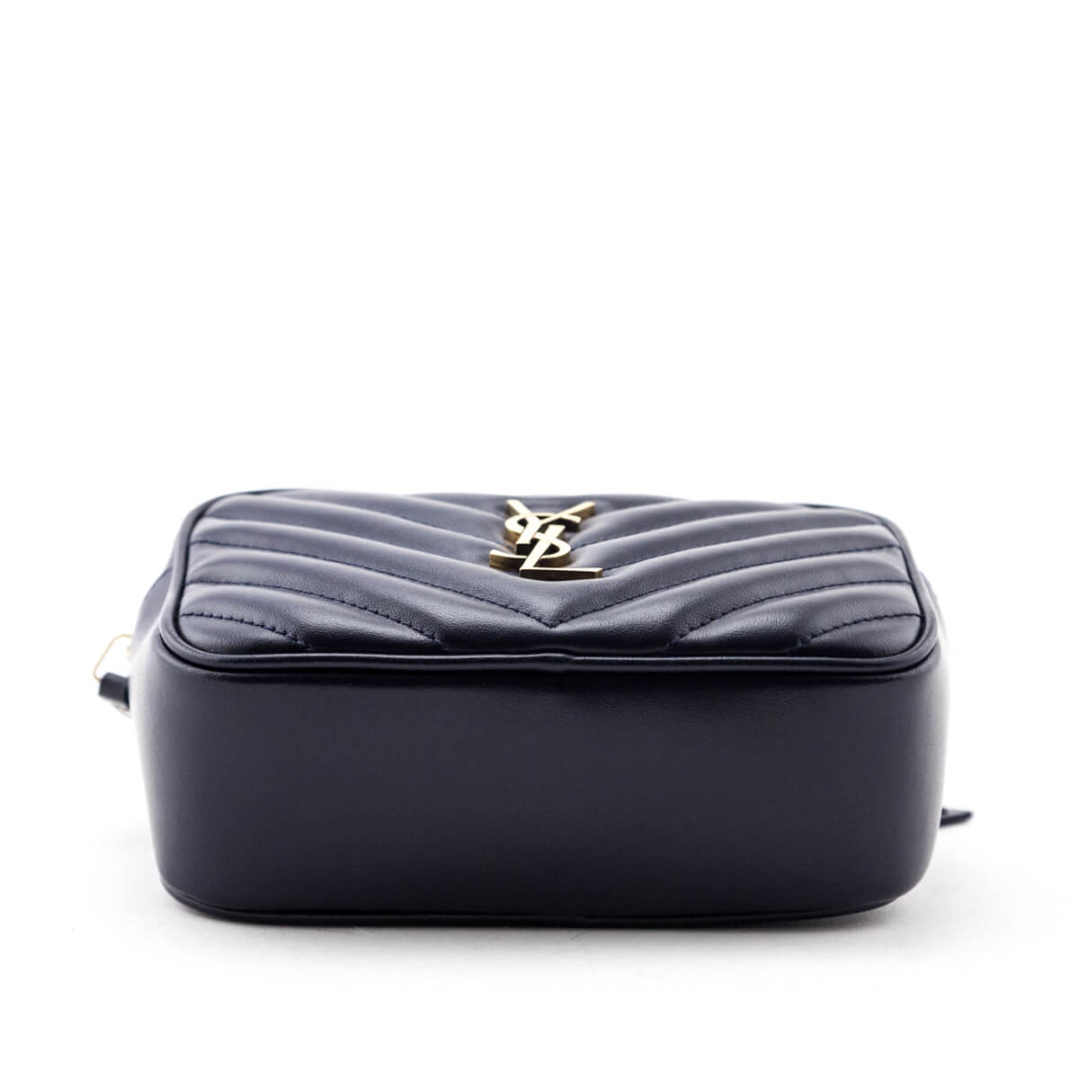 Luxury Saint Laurent Trending 2025 Navy Quilted Chevron Calfskin Lou Belt Bag