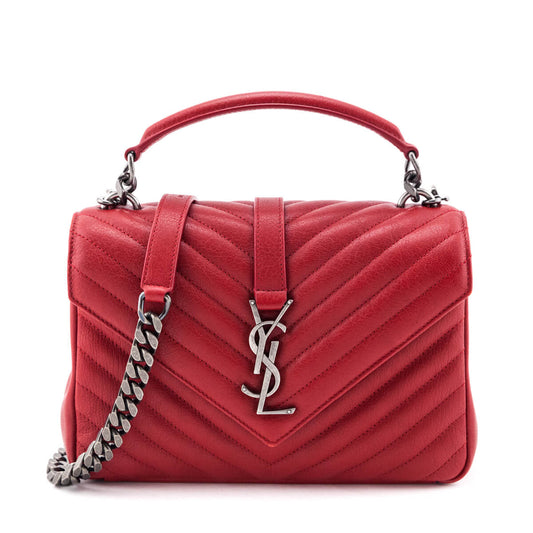Luxury Saint Laurent Trending 2025 Red Quilted Sheepskin Medium College Bag