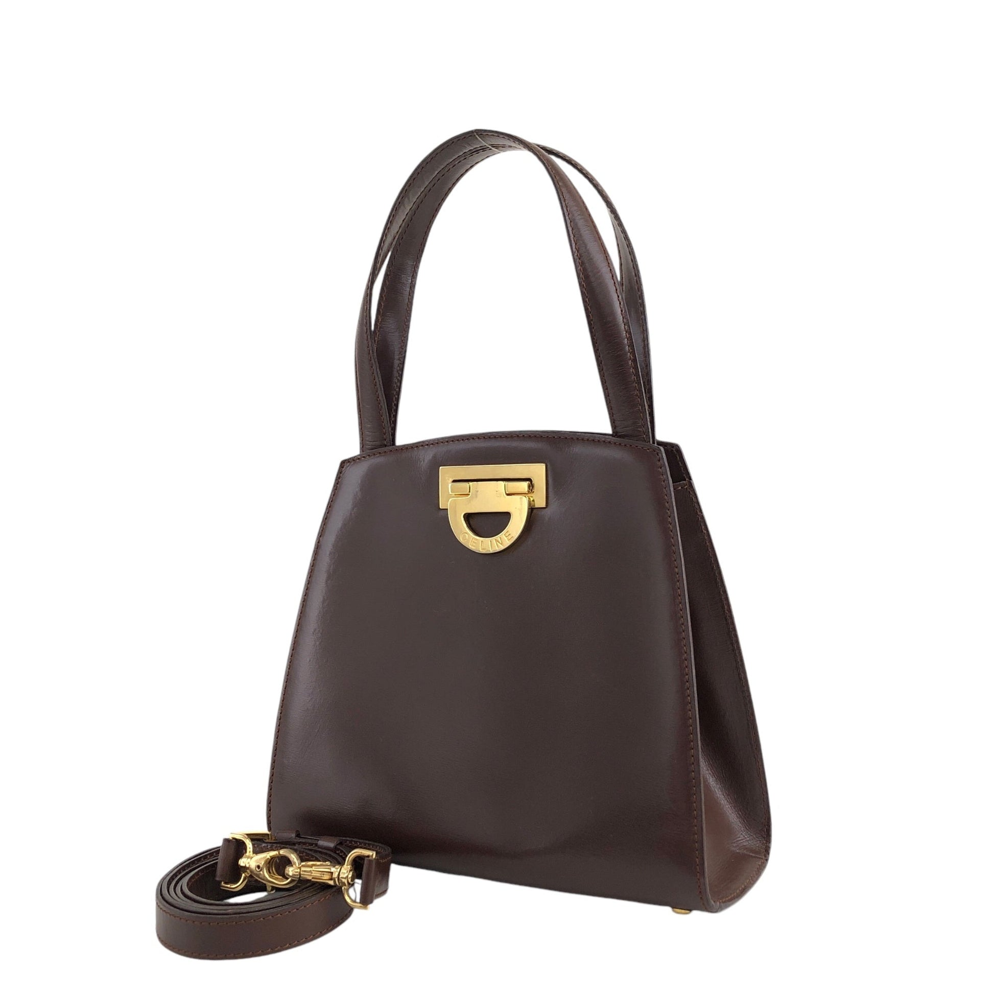 CELINE Horse Bit Two-way Handbag Shoulder bag Brown 3rwc7g