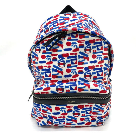 SAINT LAURENT PARIS Backpack 326865 Leather / canvas White / red / blue Multi total pattern Backpack mens