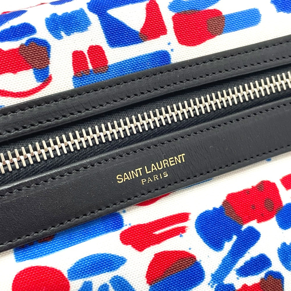 SAINT LAURENT PARIS Backpack 326865 Leather / canvas White / red / blue Multi total pattern Backpack mens
