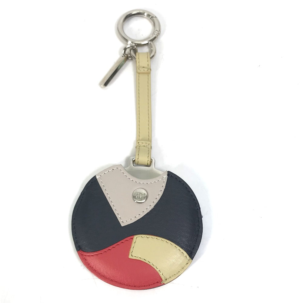 FENDI Bag charm 7AR455 leather Black x red x beige mirror with mirror Women