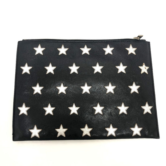 SAINT LAURENT Clutch bag leather black Star patch Women