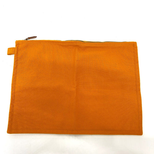 HERMES Pouch canvas Orange logo Women