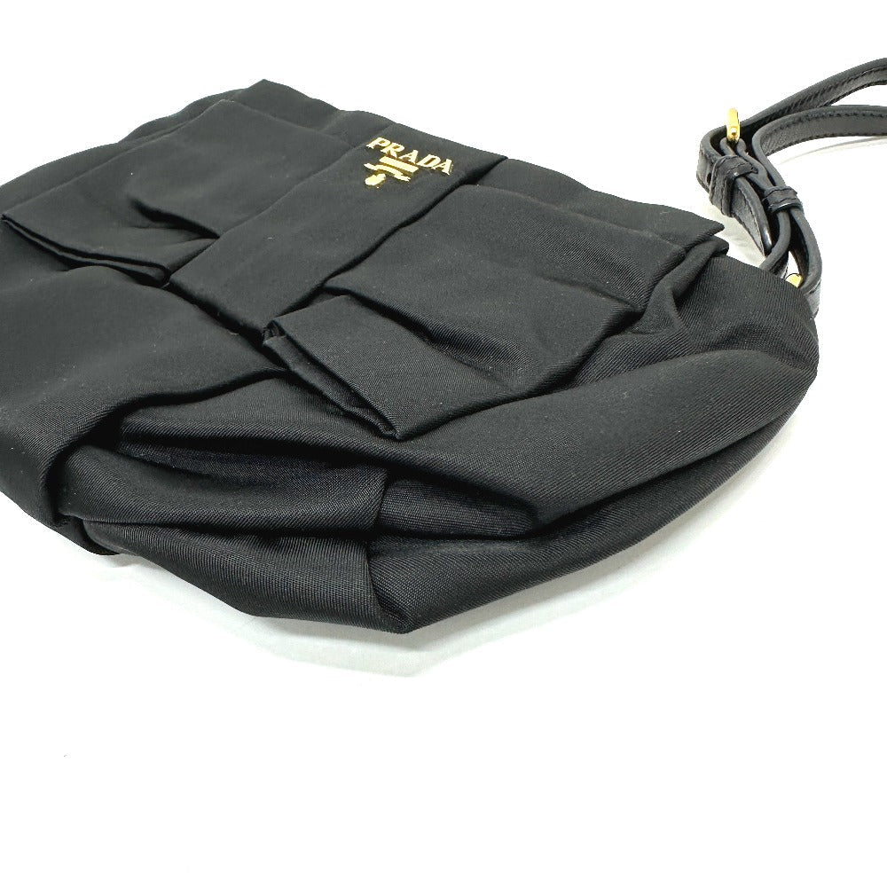 PRADA Accessory pouch Leather / nylon black logo ribbon Women