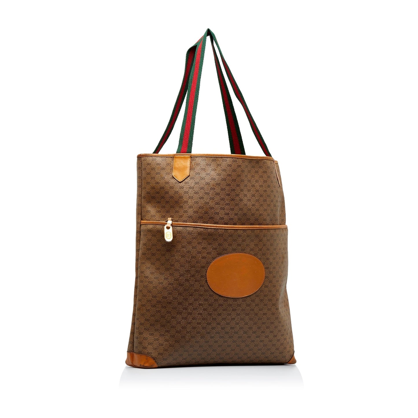 Gucci GG Supreme Brown Leather Canvas Tote Style 5