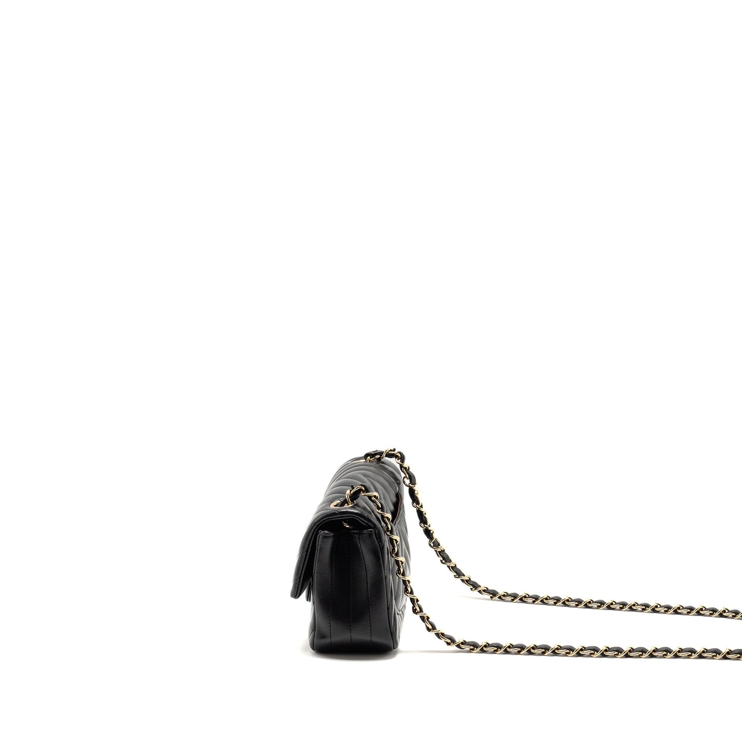 Chanel Mini Rectangular Flap Bag Chevron Lambskin Black L