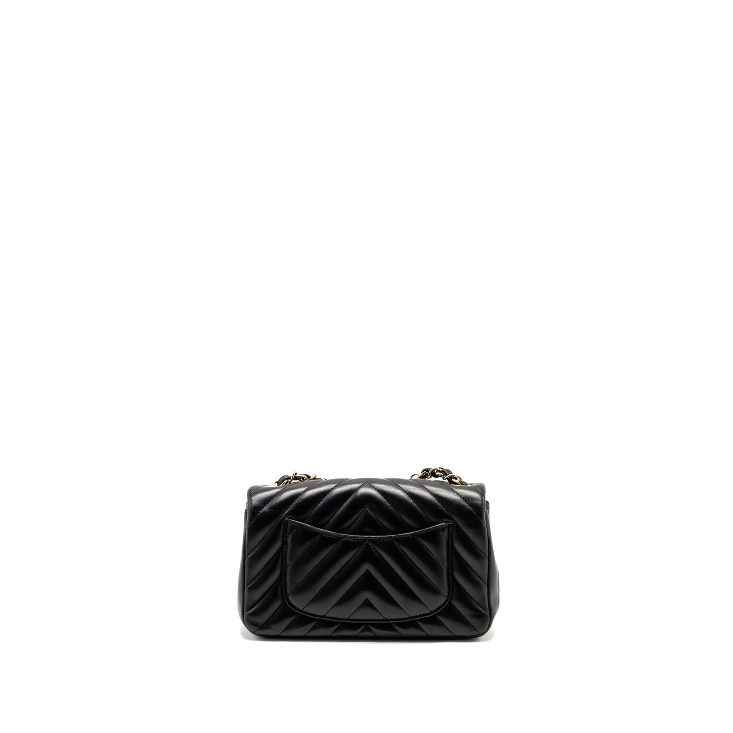 Chanel Mini Rectangular Flap Bag Chevron Lambskin Black L