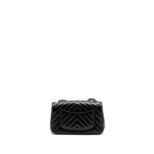 Chanel Mini Rectangular Flap Bag Chevron Lambskin Black L