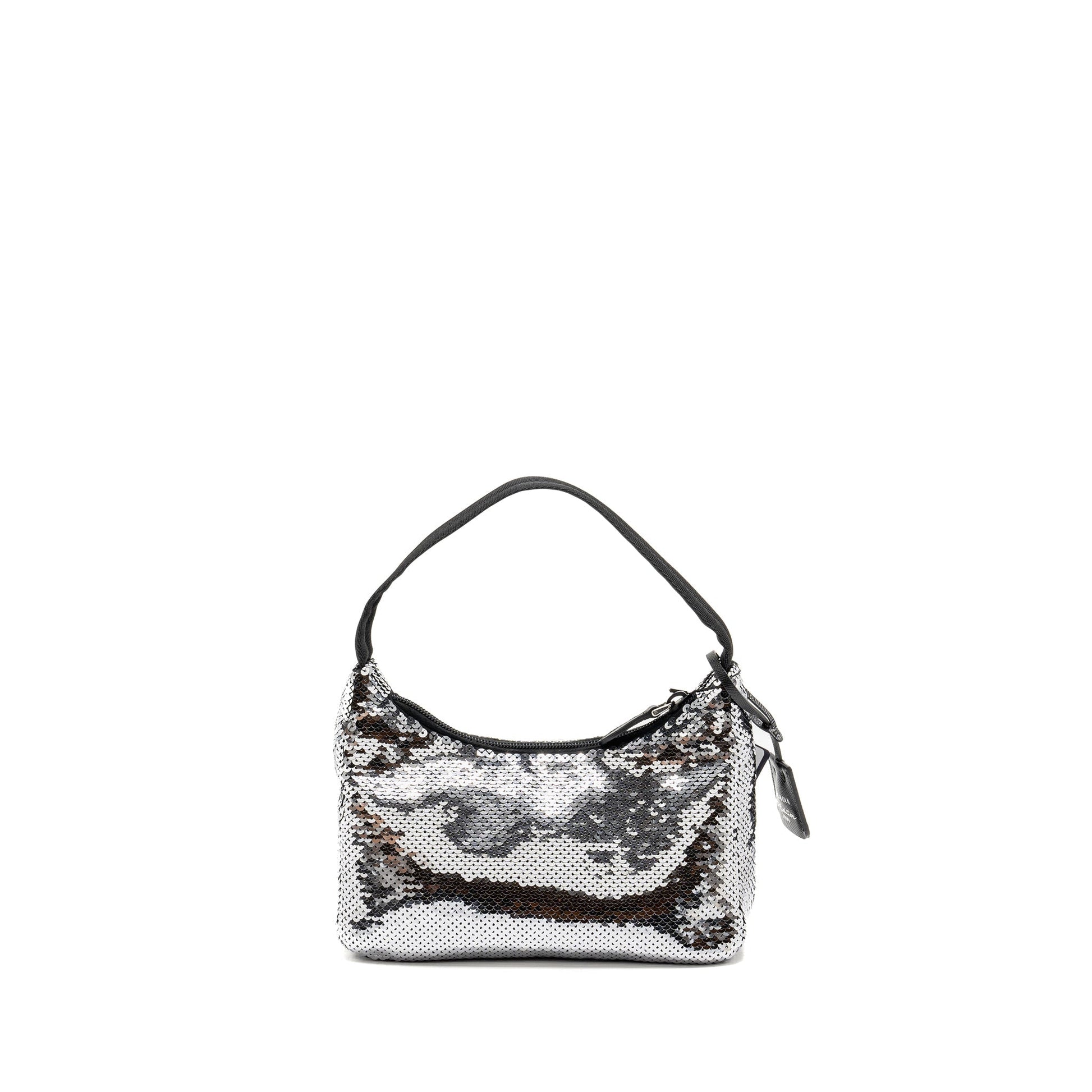 Prada Re-Edition Mini Purse Sequin Argento